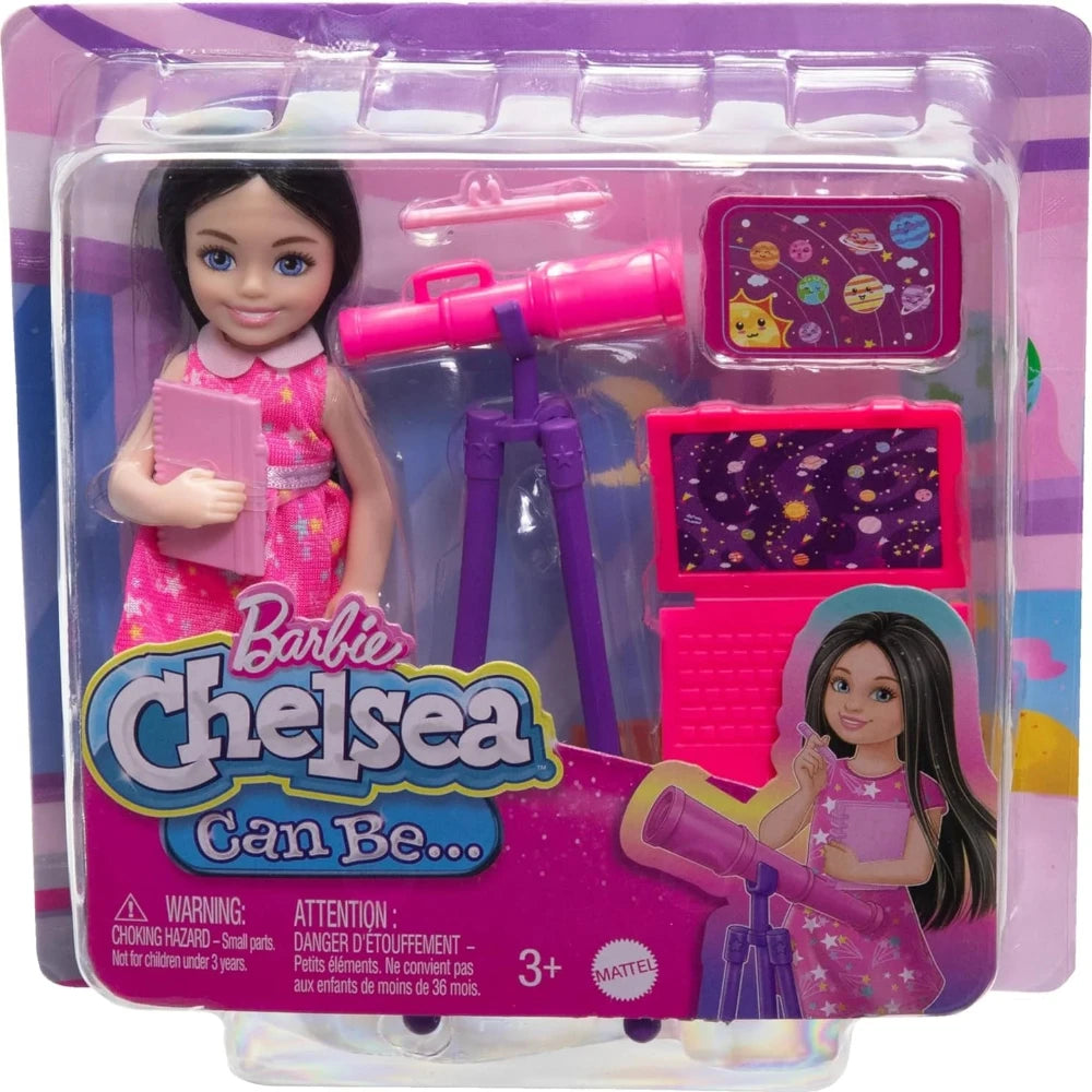 Barbie Chelsea Astronomer Doll & Accessories Set, Career-Themed Brunette Small Doll