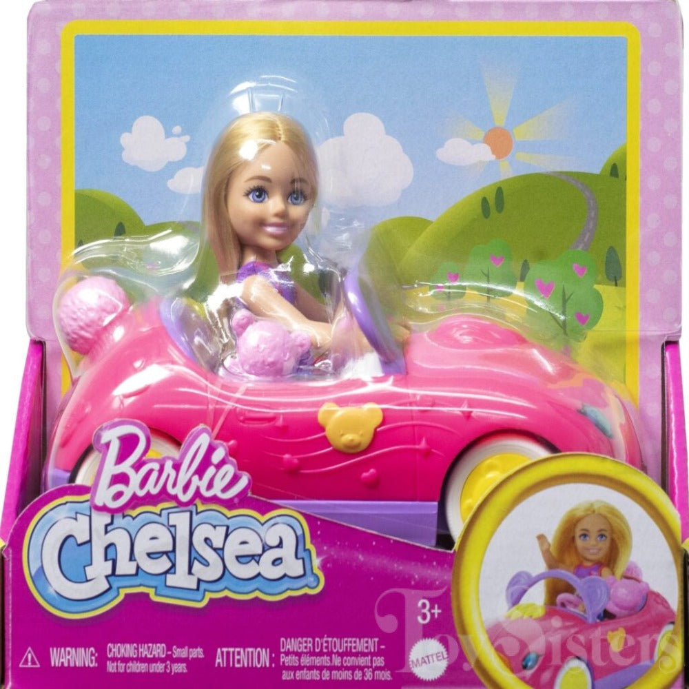 Barbie Chelsea Vehicle Set With Blonde Small Doll, Toy Car & Teddy Bear Accessory