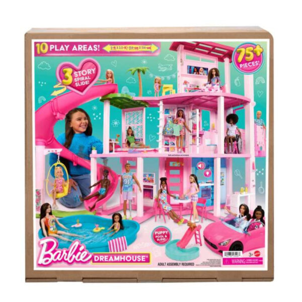Barbie Dreamhouse , 75+ Pieces, Pool Party Doll House With 3 Story Slide