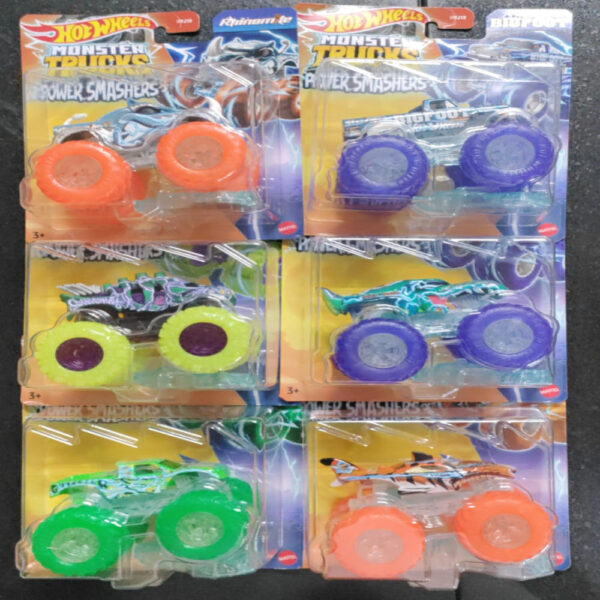 Hot Wheels Monster Trucks Power Smashers 1:64 Scale Die-Cast Toy Truck -Set of 6