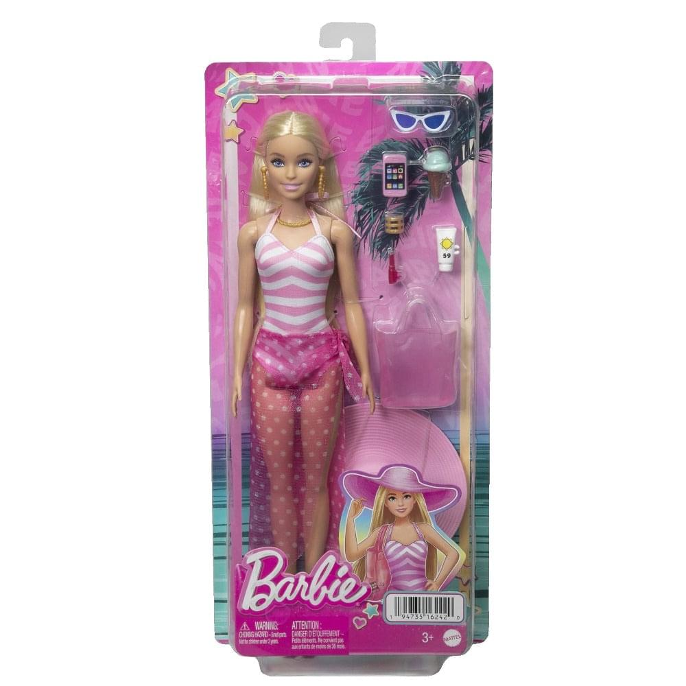 Barbie Doll With Swimsuit And Beach-themed Accessories